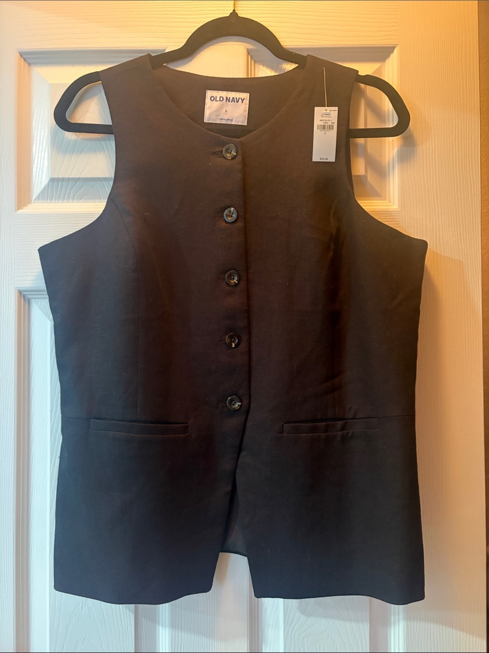Old Navy Black Sleeveless Button Vest